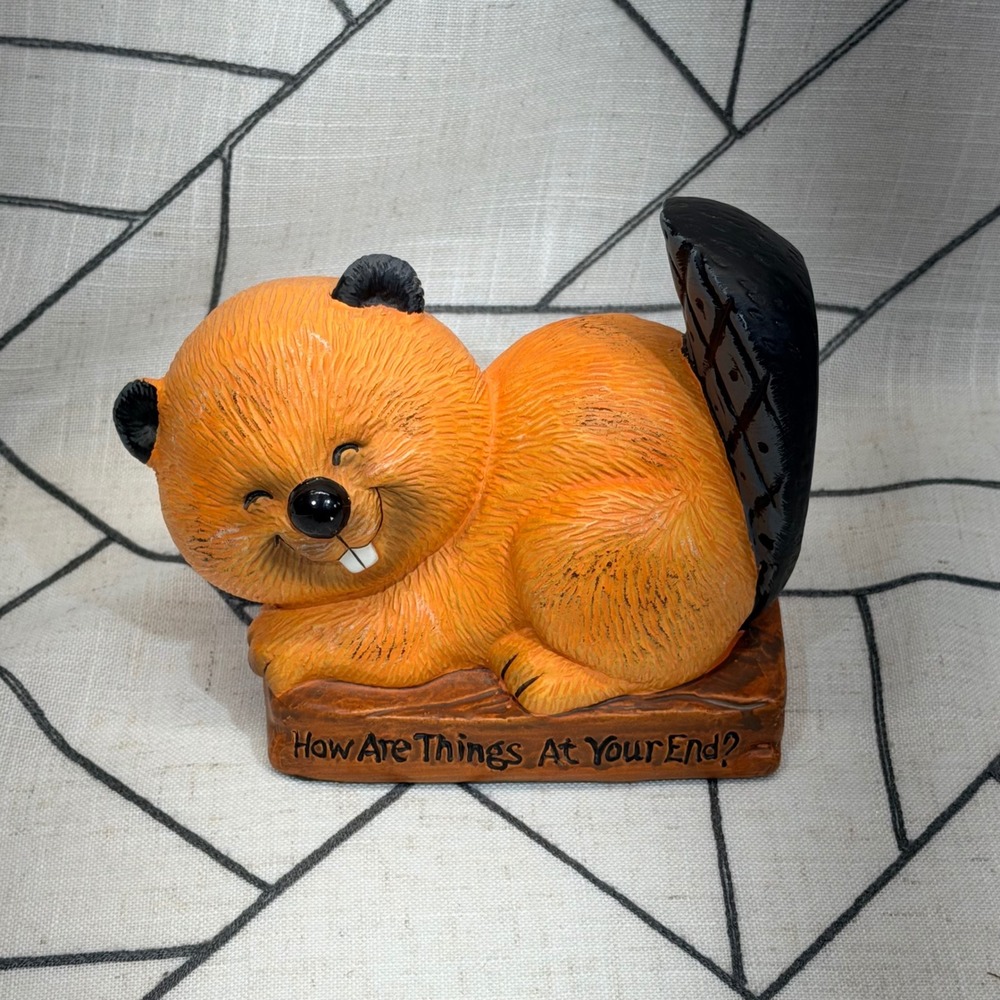 Vintage Enesco 1982 Coffee Bitterman Beaver Figurine How Are Things At Your End?